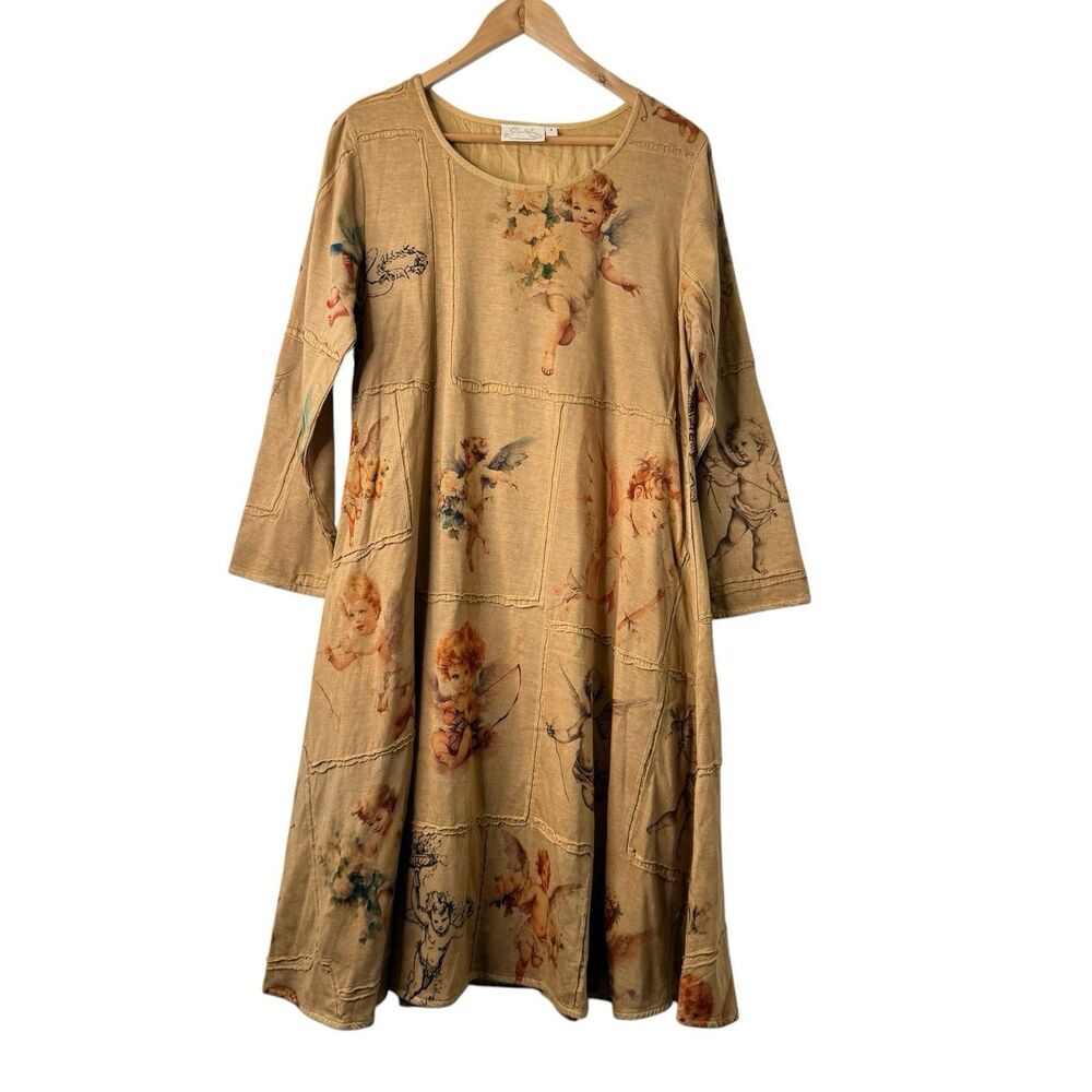 Paper Lace Angel Dress Sz S Tea Dyed Patchwork Cherub Fairy Prairie Boho Cottage